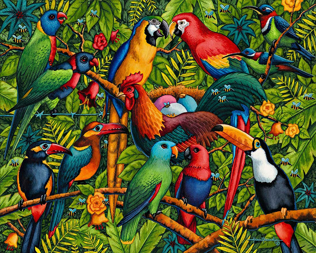 Painting on the Wild Side（状態並上トールペイント動物鳥 Birds of a Feather - Fine Art | Dowdle Folk Art