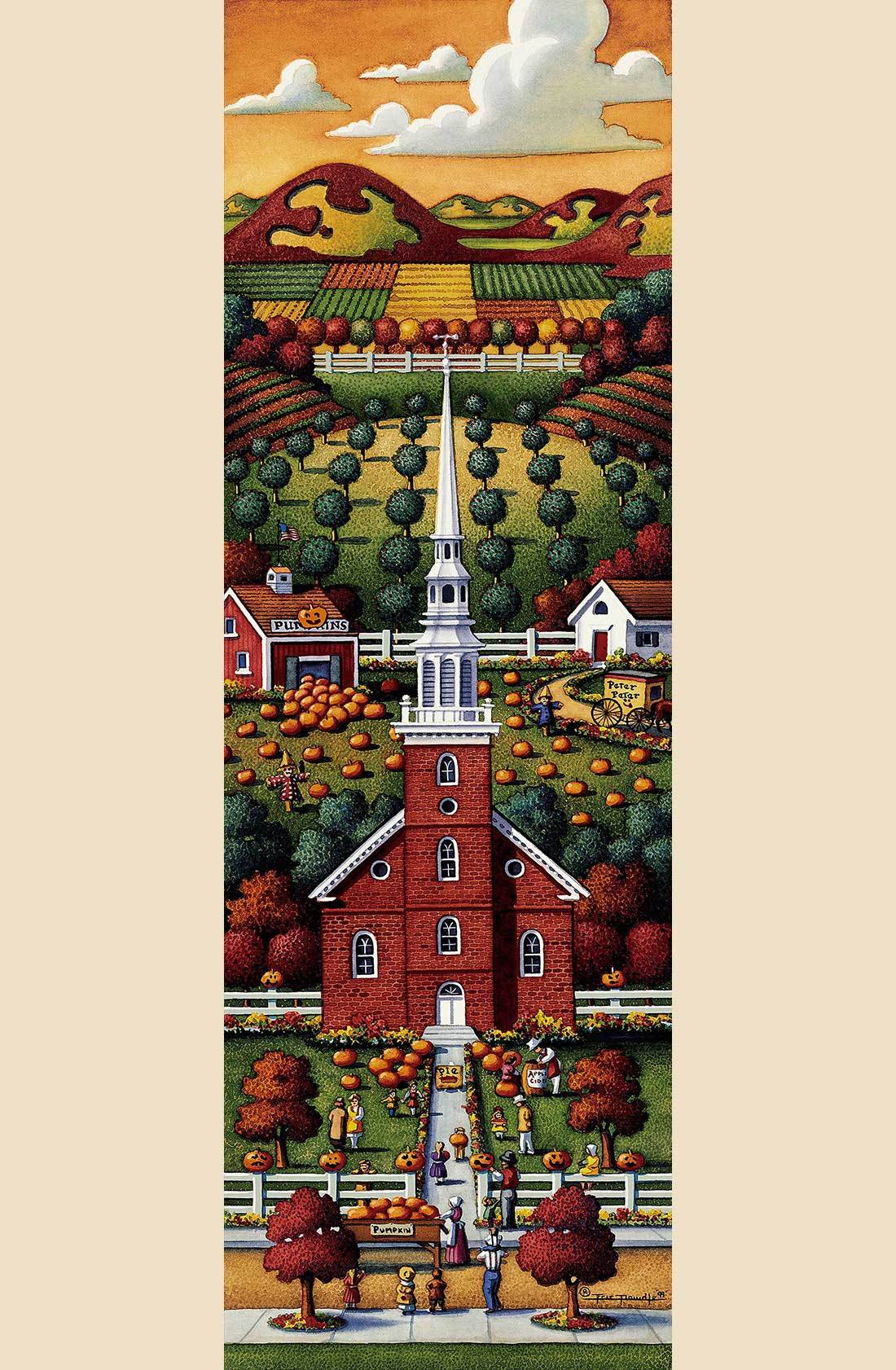 New England Church Fall - Fine Art | Dowdle Folk Art