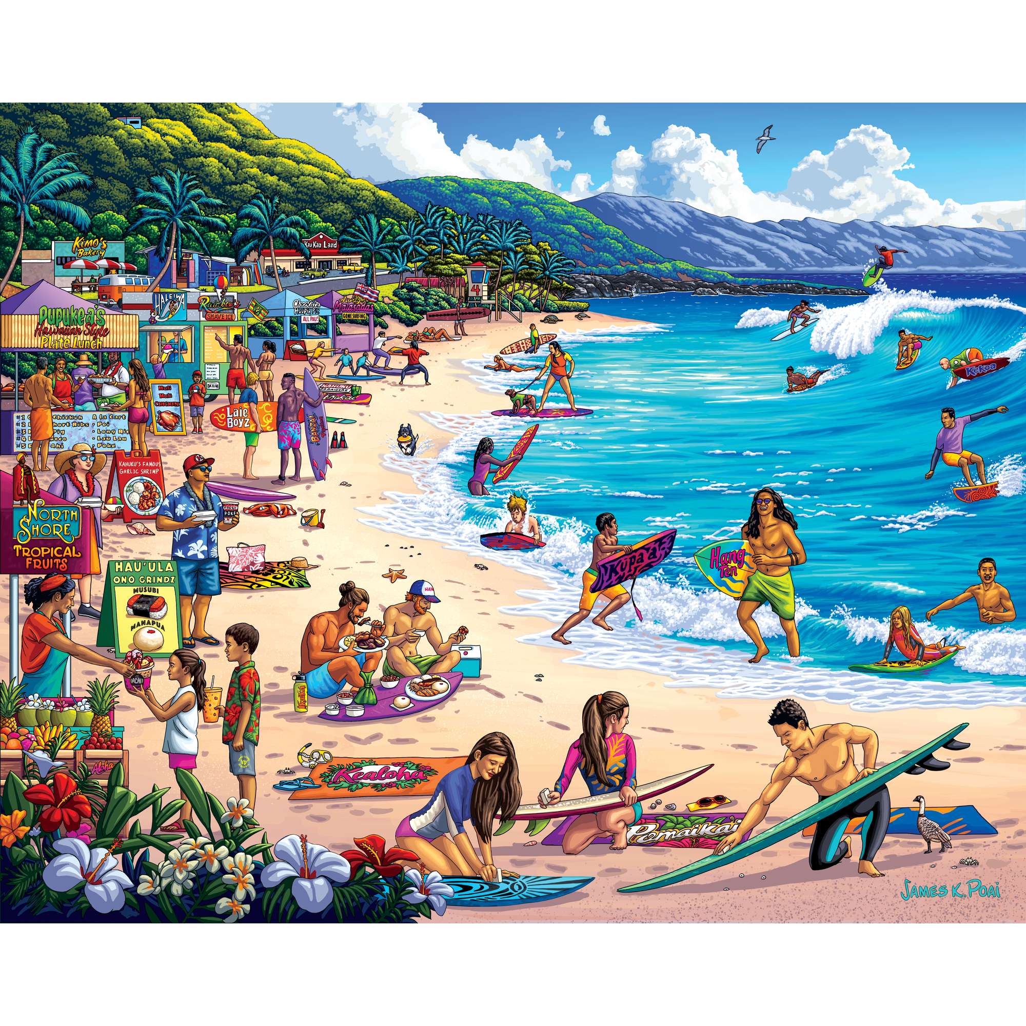 Vintage Hawaii 1000 Piece Jigsaw Puzzle - 27x20 Inch Ocean Surf Scene