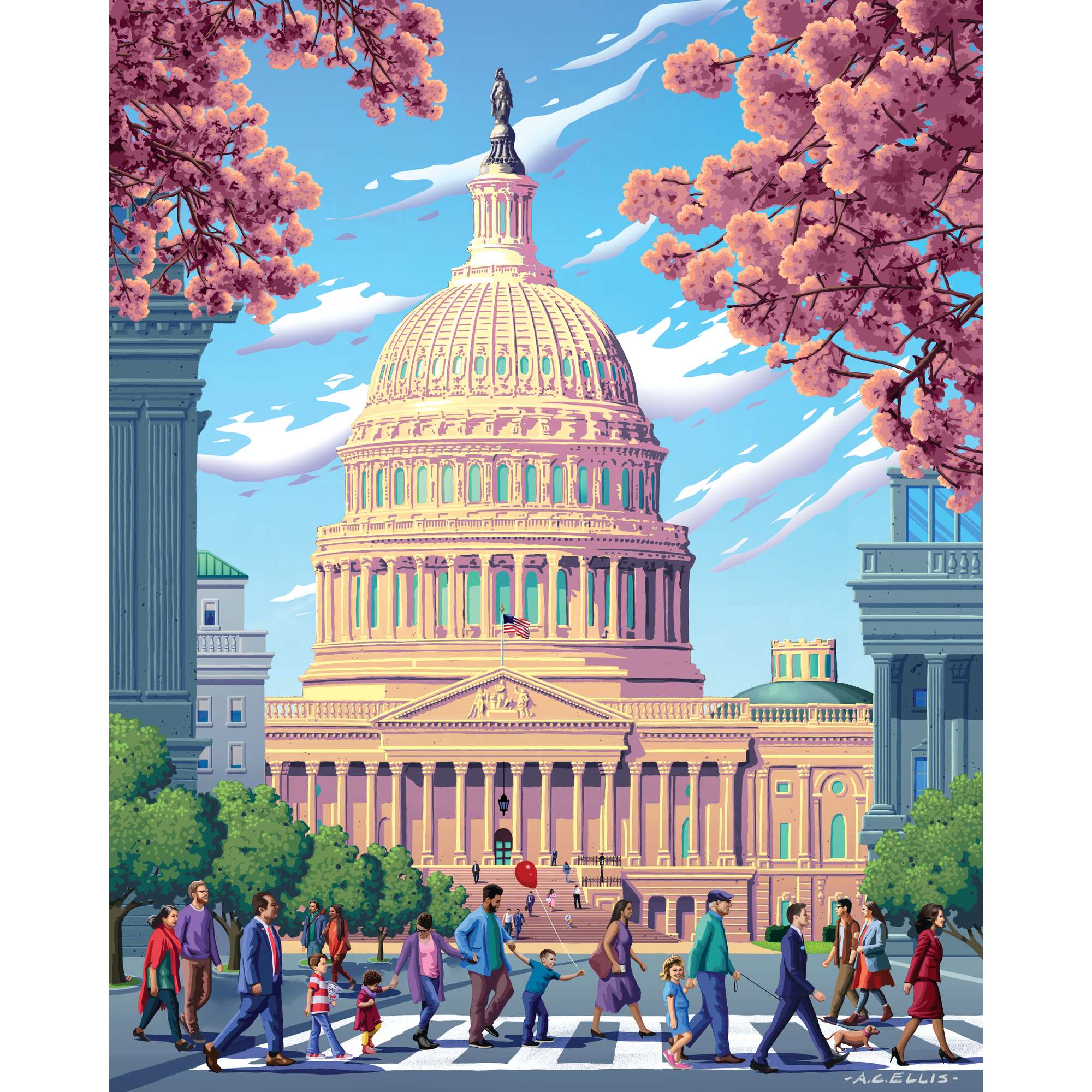 U.S. Capitol 500 Piece Jigsaw Puzzle - Boardwalk Puzzle, 16 X 20 Inches, Made In USA With Reference Poster