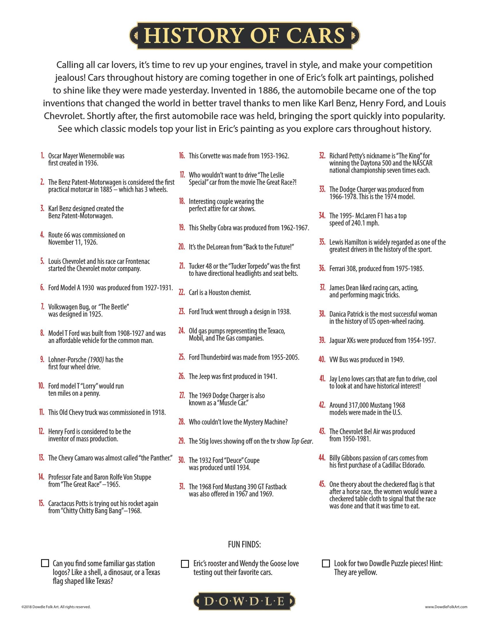 History of Cars Canvas Gallery Wrap