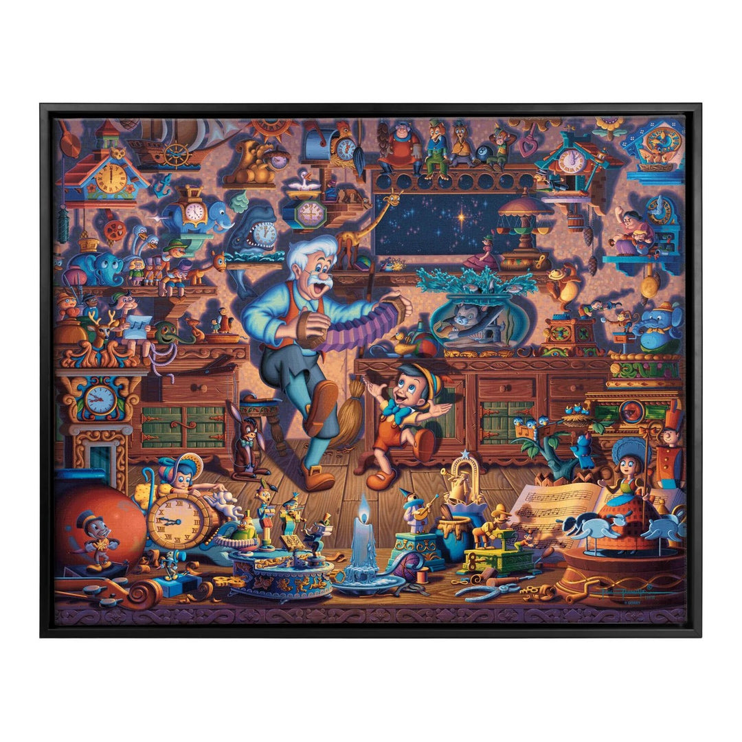 Pinocchio Dreams Come True – 30" x 37" Canvas Wall Murals (Onyx Black Frame)