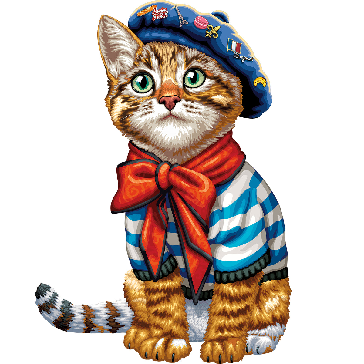 French Cat | Luxury Wood Puzzle - Large Size