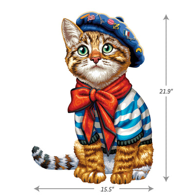 French Cat | Luxury Wood Puzzle - Large Size