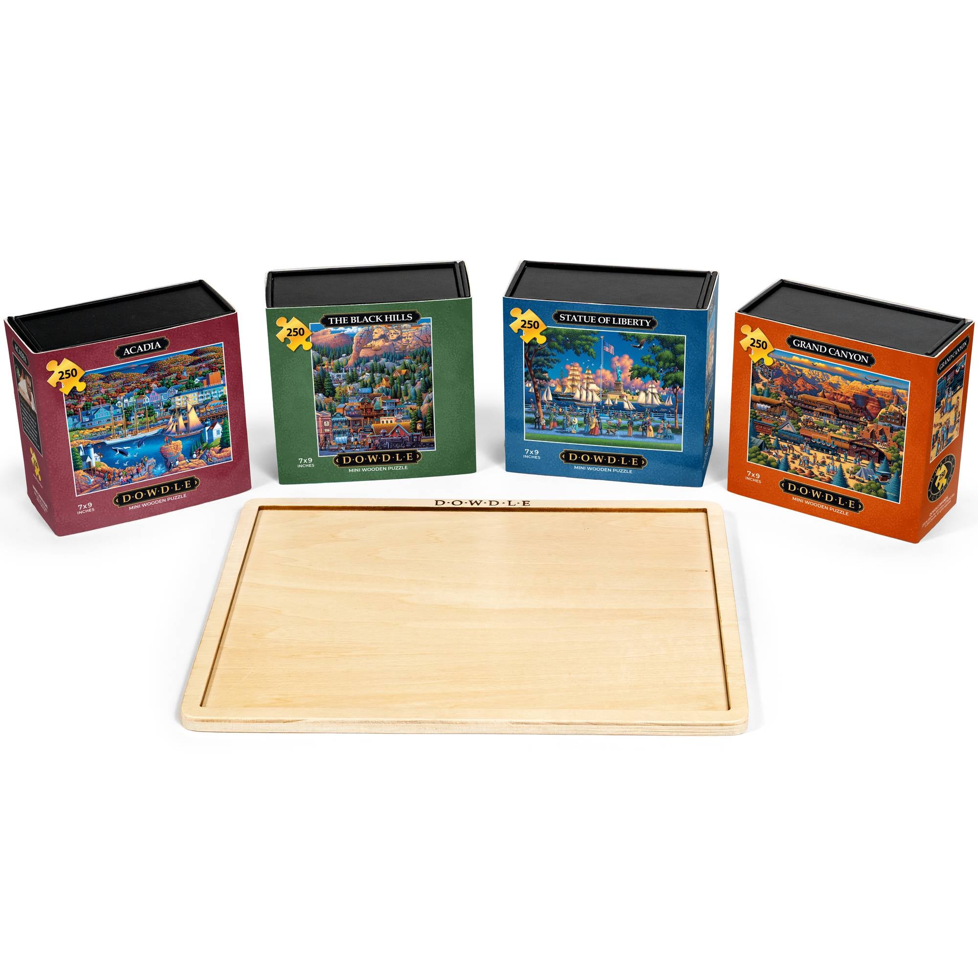 Dowdle 4-Pack Mini Wooden Puzzles 250 outlets pieces each & Tray, NATIONAL PARKS 7