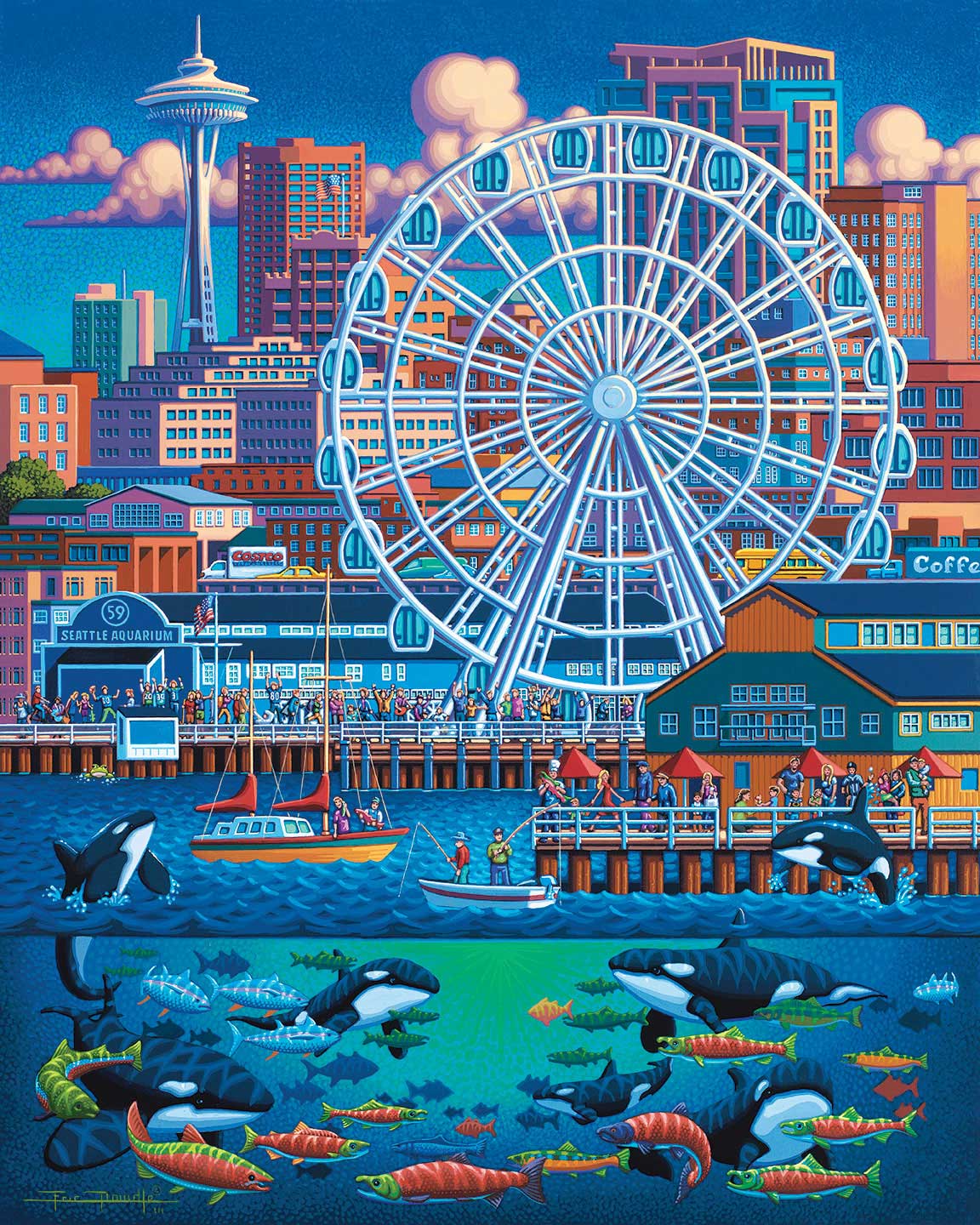 Seattle Great Wheel - Fine Art | Dowdle Folk Art