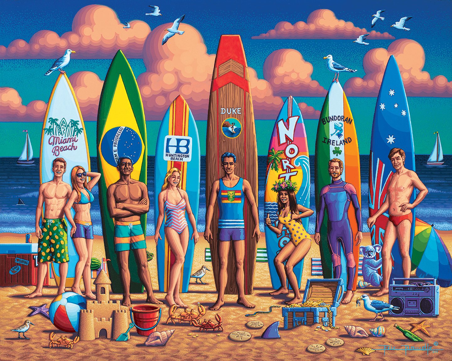 Surfing Around the World Fine Art