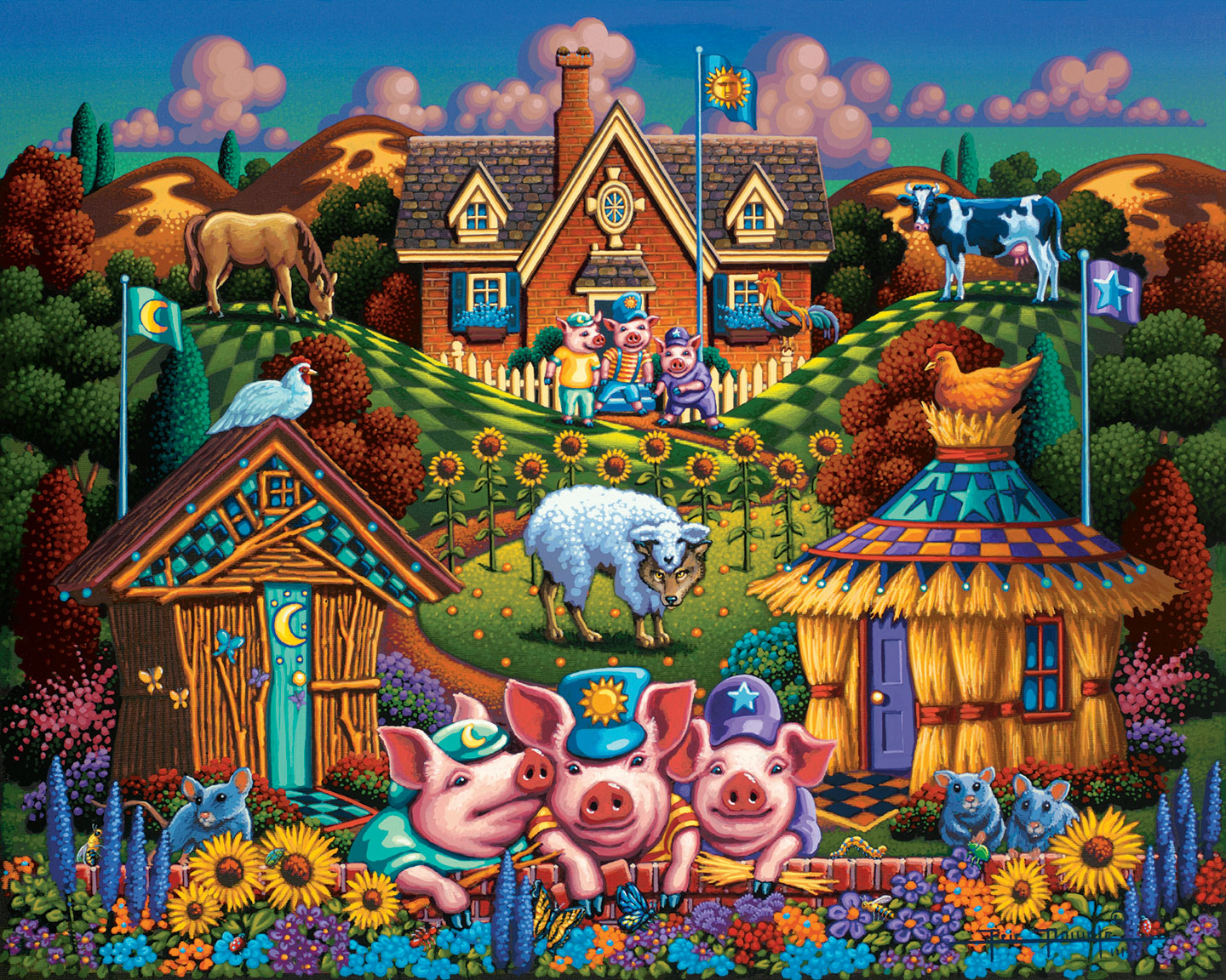 Three Little Pigs - Fine Art | Dowdle Folk Art