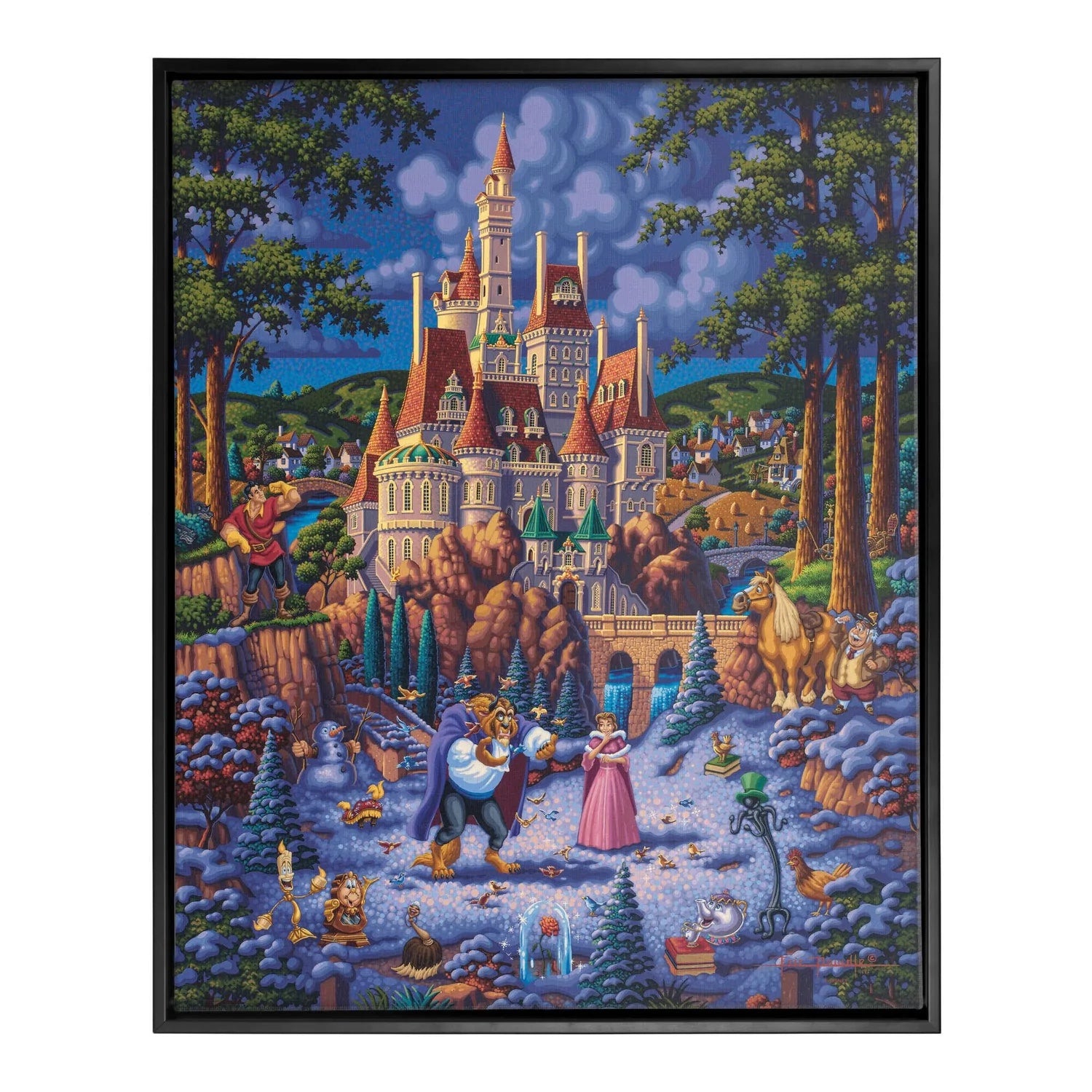 Beauty and the Beast Finding Love - 30" x 37" Canvas Wall Murals (Onyx Black Frame)