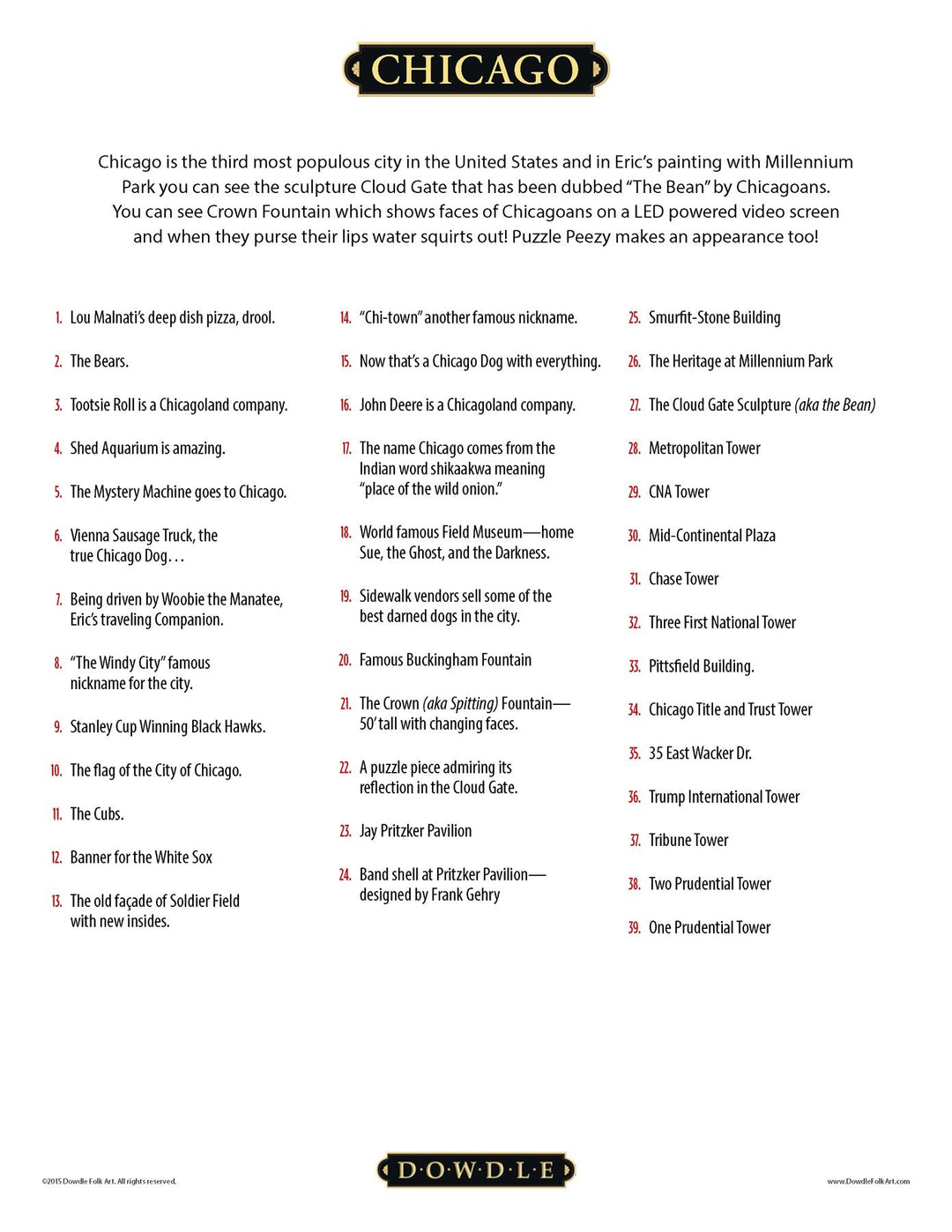 Chicago - Dowdle Mini Jigsaw Puzzle - 250 Piece – Boardwalk Puzzles