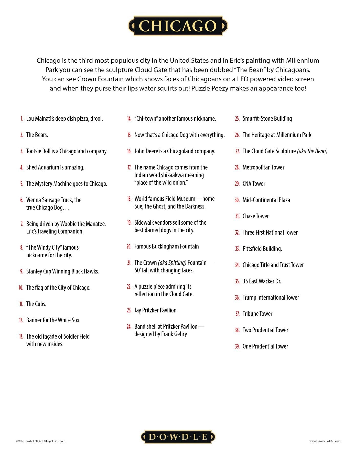 Chicago - Dowdle Mini Jigsaw Puzzle - 250 Piece – Boardwalk Puzzles