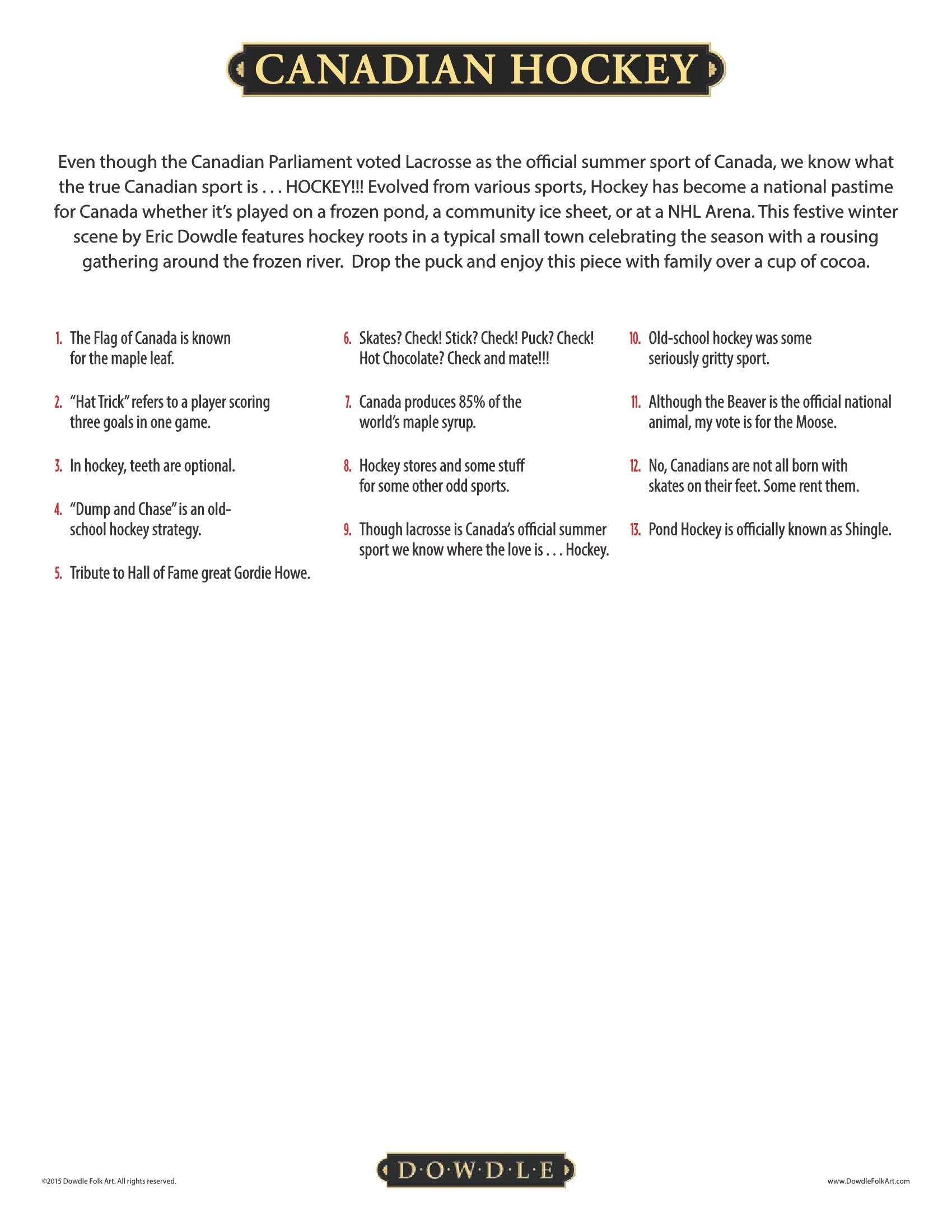 Canadian Hockey Canvas Gallery Wrap