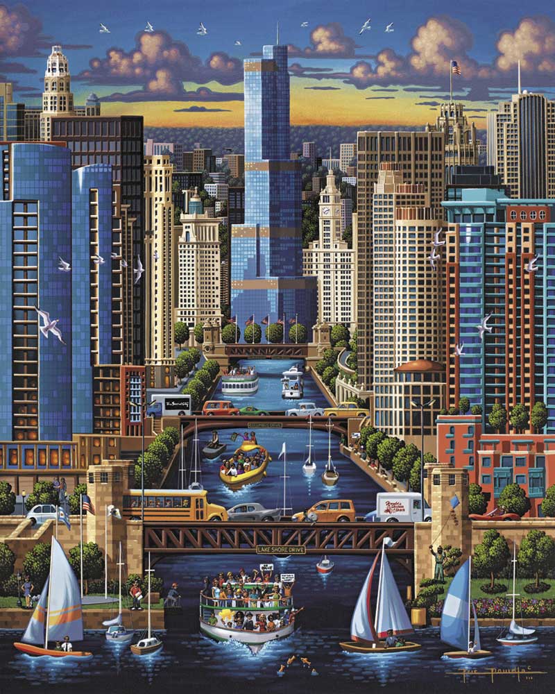 Chicago River - Fine Art | Dowdle Folk Art – Boardwalk Puzzles