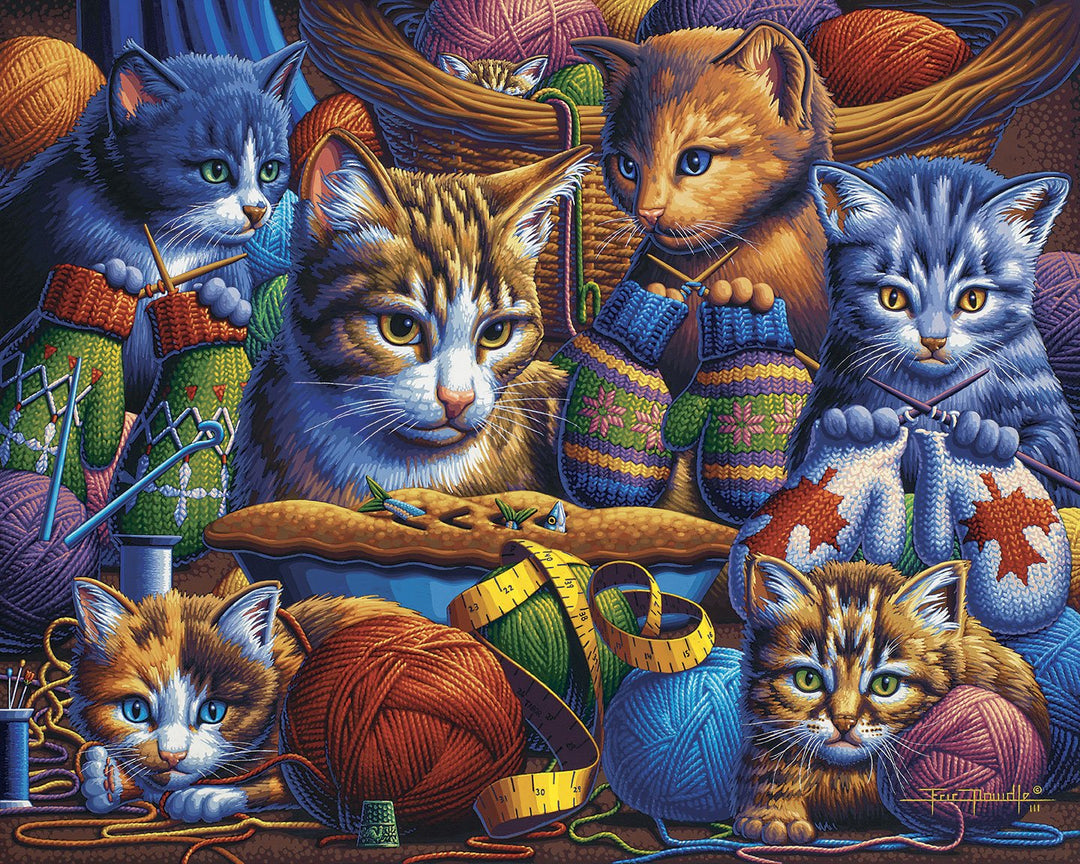 Kittens Knittin' Mittens Canvas Gallery Wrap