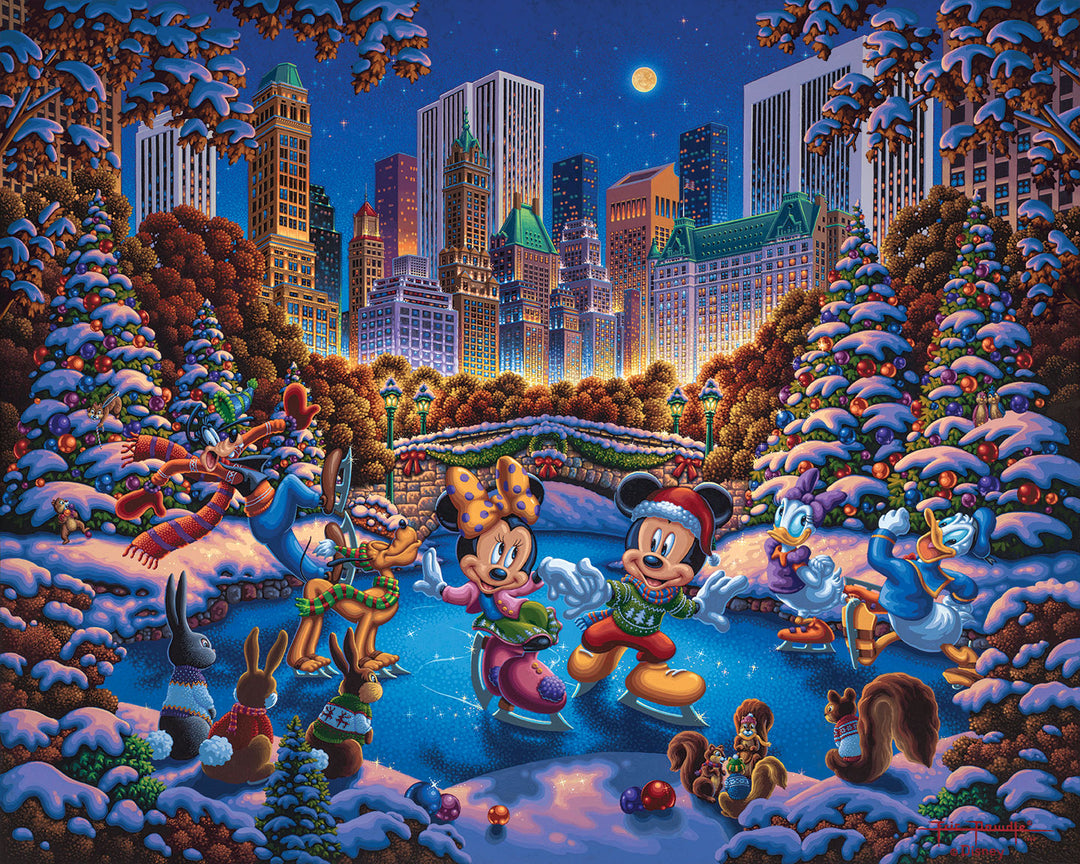 Mickey and Friends Skating in Central Park Gallery Wrap Canvas