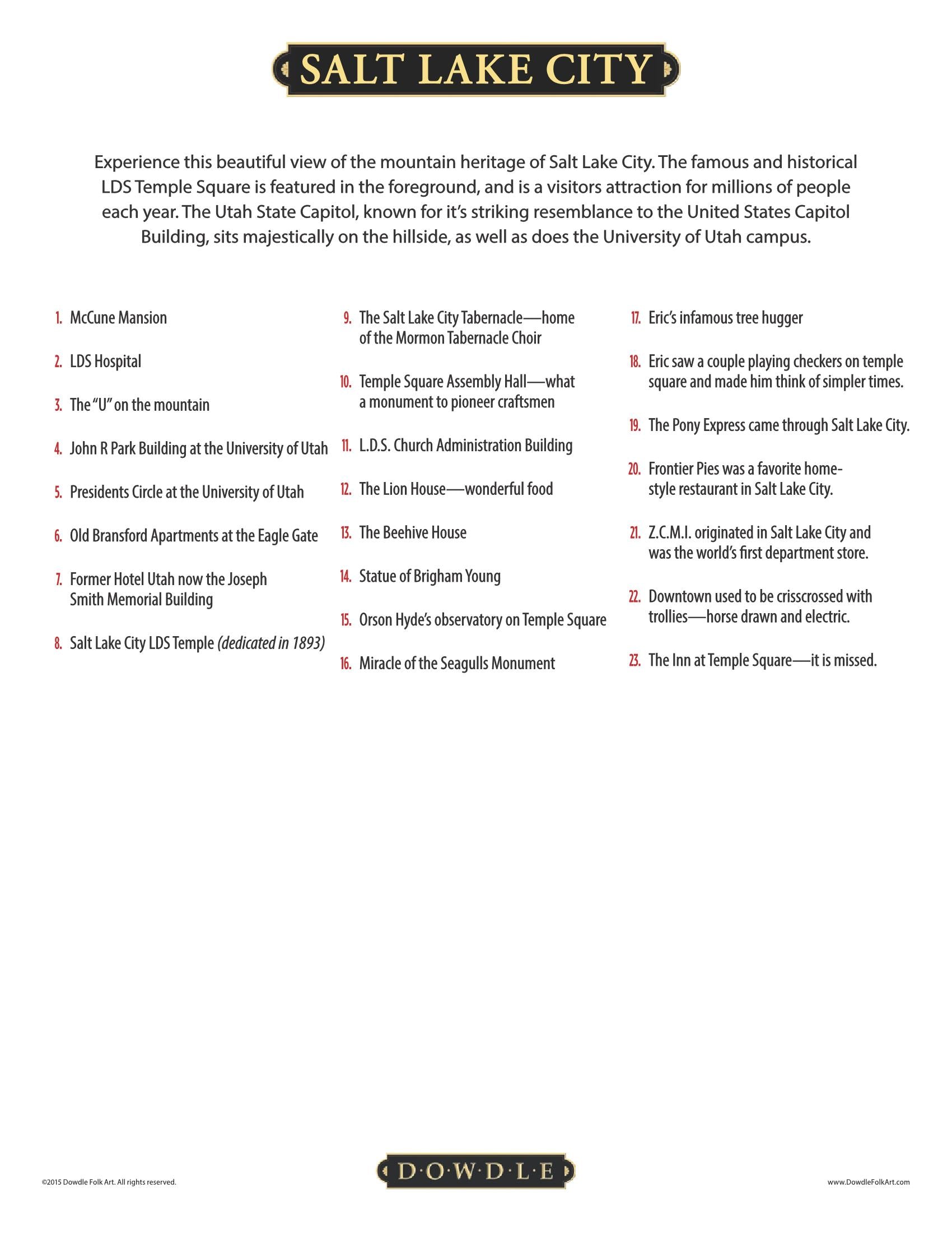 Salt Lake City Canvas Gallery Wrap