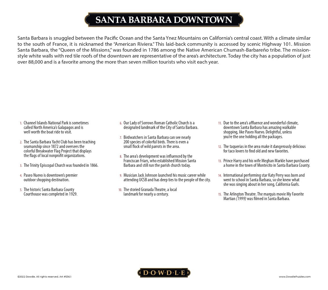 Dowdle Jigsaw Puzzle - Santa Barbara Downtown - 500 Piece