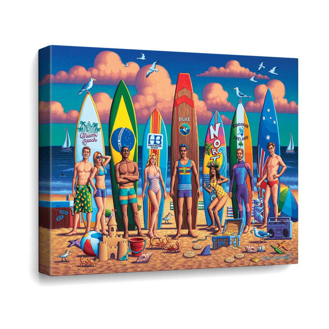 Surfing Around the World Canvas Gallery Wrap