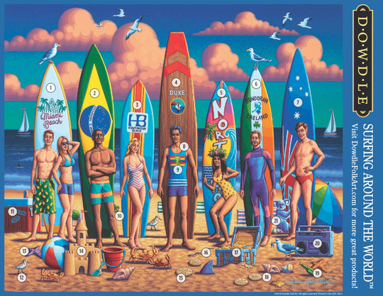 Surfing Around the World Canvas Gallery Wrap